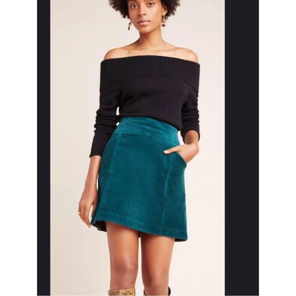 Maeve Slim Corduroy Velvet Mini Skirt